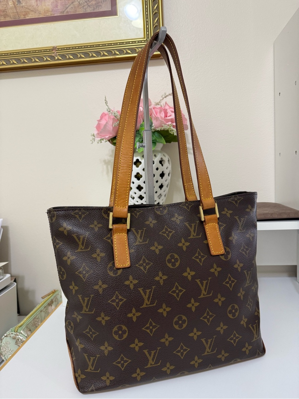 Louis Vuitton Monogram Cabas Piano Tote with Vachetta Leather Straps